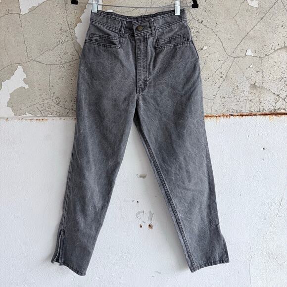 Vtg 80s Gitano Jeans High Rise Tapered Gray Denim Ankle Zip Womens 26x28 Retro - Picture 1 of 6